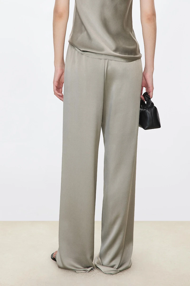 Matte Glossy Sand Washed Silk Trousers
