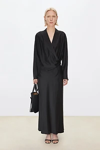 Matte Sand Washed Silk A-line Skirt