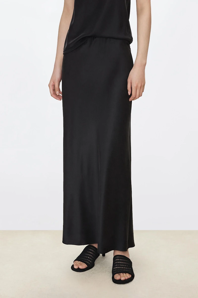 Matte Sand Washed Silk A-line Skirt