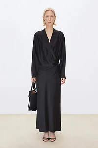 Matte Sand Washed Silk Slant Placket Shirt
