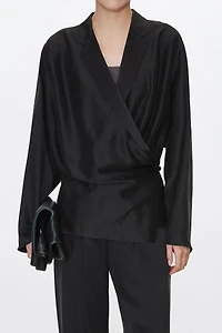 Matte Sand Washed Silk Slant Placket Shirt