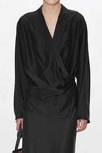 Matte Sand Washed Silk Slant Placket Shirt