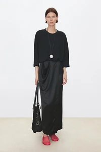 Minimal Pleated Pocket Wrap Skirt