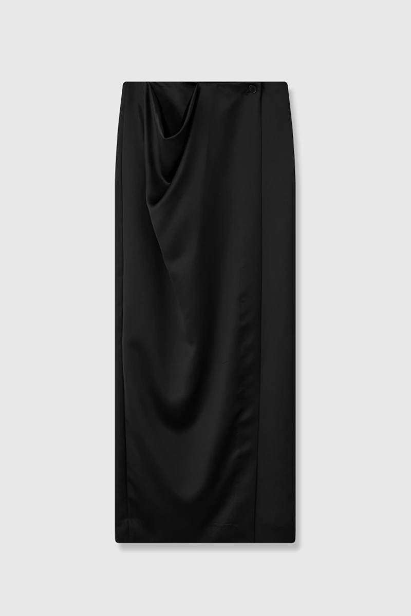 Minimal Pleated Pocket Wrap Skirt