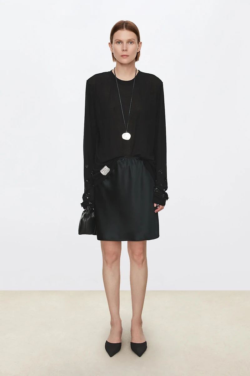 Minimalist Acetate Satin Mini Skirt