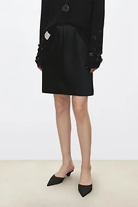 Minimalist Acetate Satin Mini Skirt