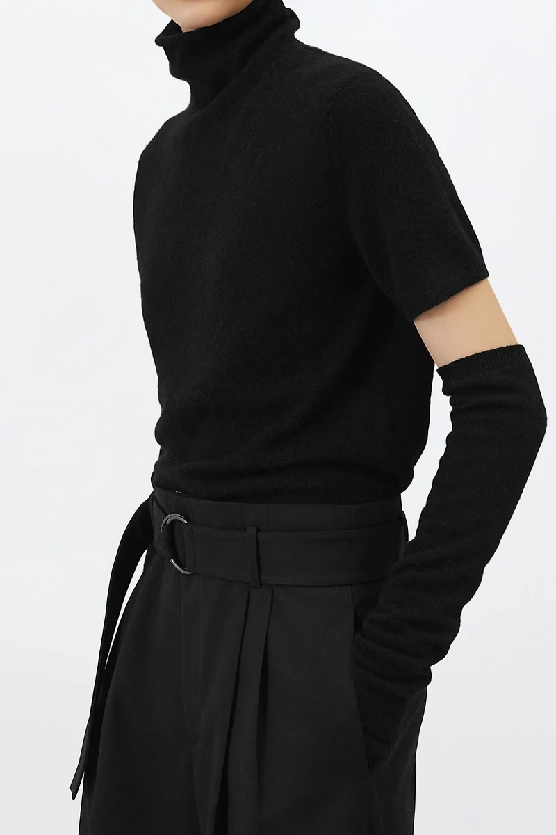 Mulberry Silk Cashmere Turtleneck Short Sleeve