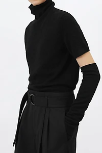 Mulberry Silk Cashmere Turtleneck Short Sleeve
