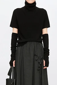 Mulberry Silk Cashmere Turtleneck Short Sleeve
