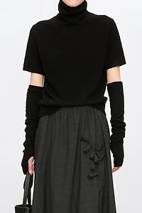 Mulberry Silk Cashmere Turtleneck Short Sleeve