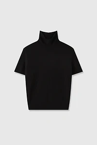 Mulberry Silk Cashmere Turtleneck Short Sleeve
