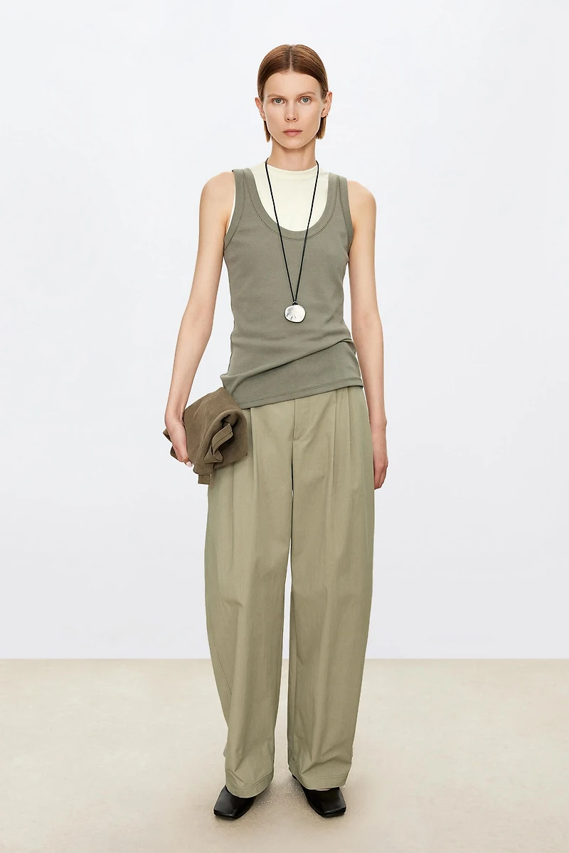 Nylon and Cotton Adjustable Cuff Casual Pants