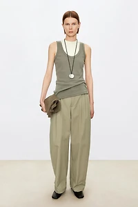 Nylon and Cotton Adjustable Cuff Casual Pants