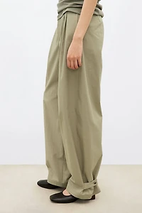 Nylon and Cotton Adjustable Cuff Casual Pants