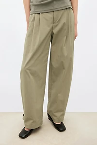 Nylon and Cotton Adjustable Cuff Casual Pants