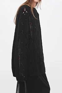 Openwork Camel Cashmere Sweater
