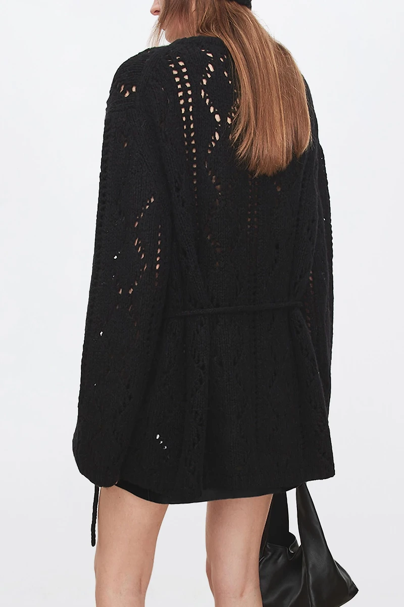Openwork Camel Cashmere Sweater