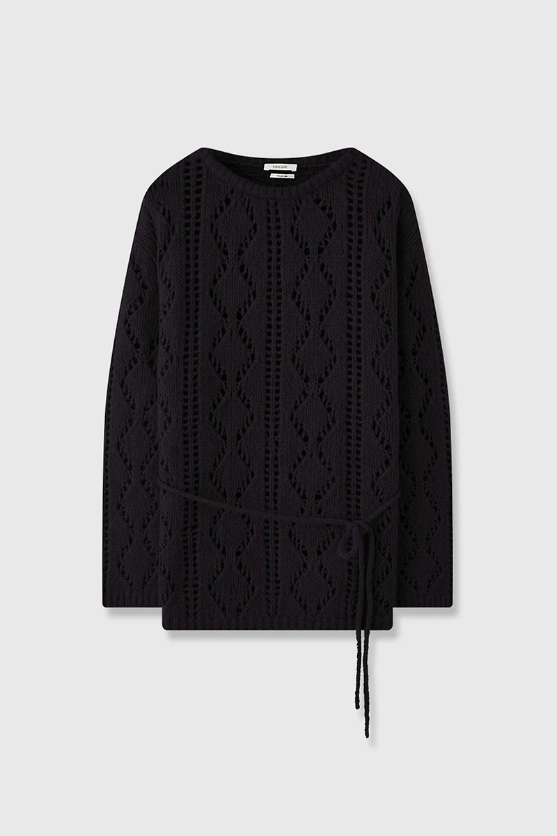 Openwork Camel Cashmere Sweater