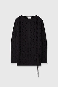 Openwork Camel Cashmere Sweater