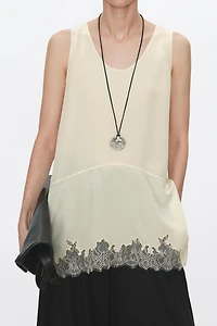 Paneled Washed Silk + Double Georgette & Embroidered Lace Skirt