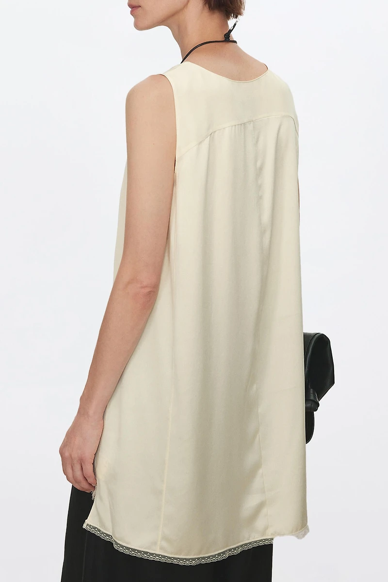 Paneled Washed Silk + Double Georgette & Embroidered Lace Skirt