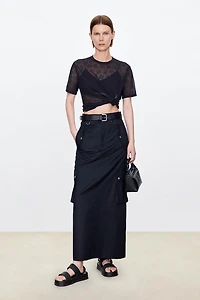 PIMA Cotton Workwear-Style Straight Skirt