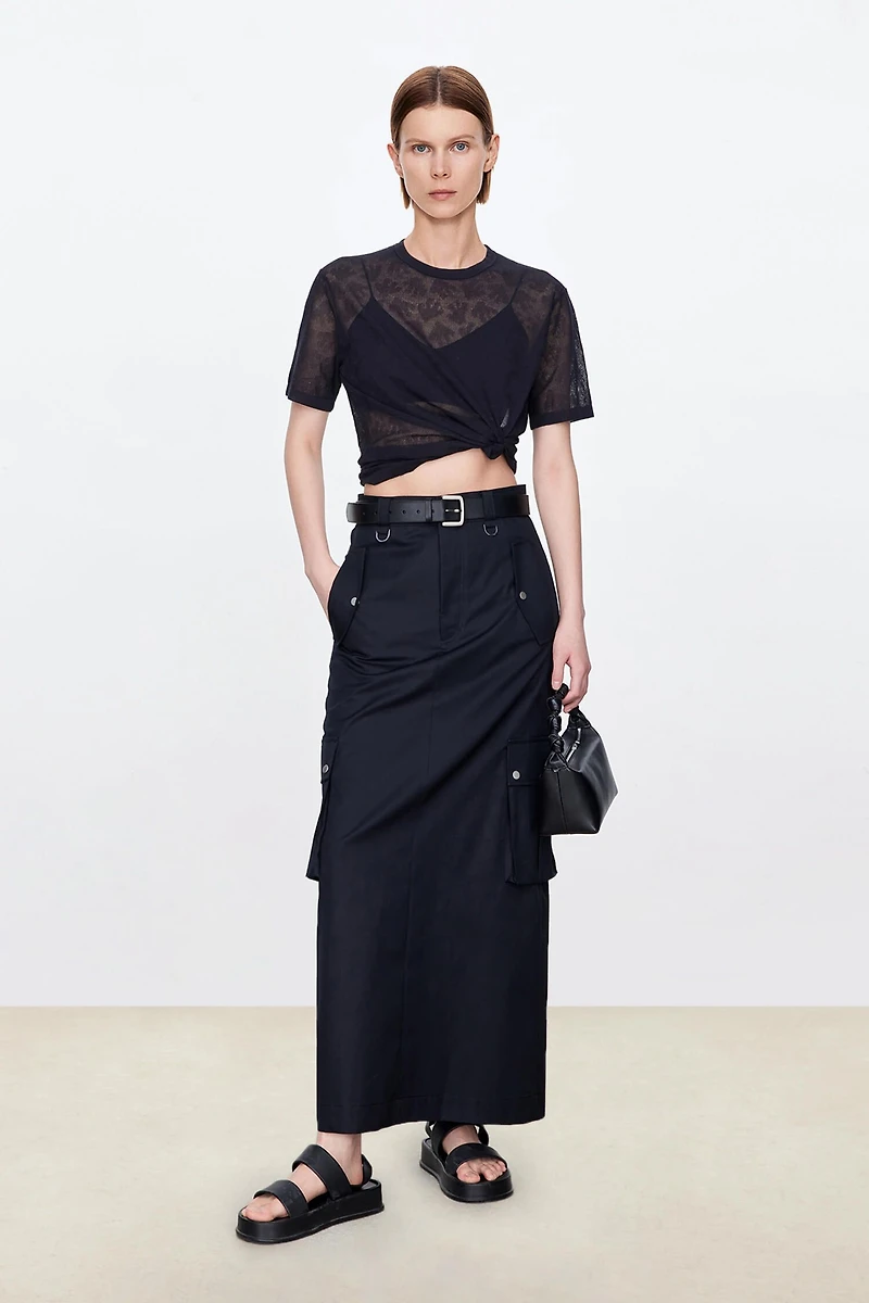 PIMA Cotton Workwear-Style Straight Skirt