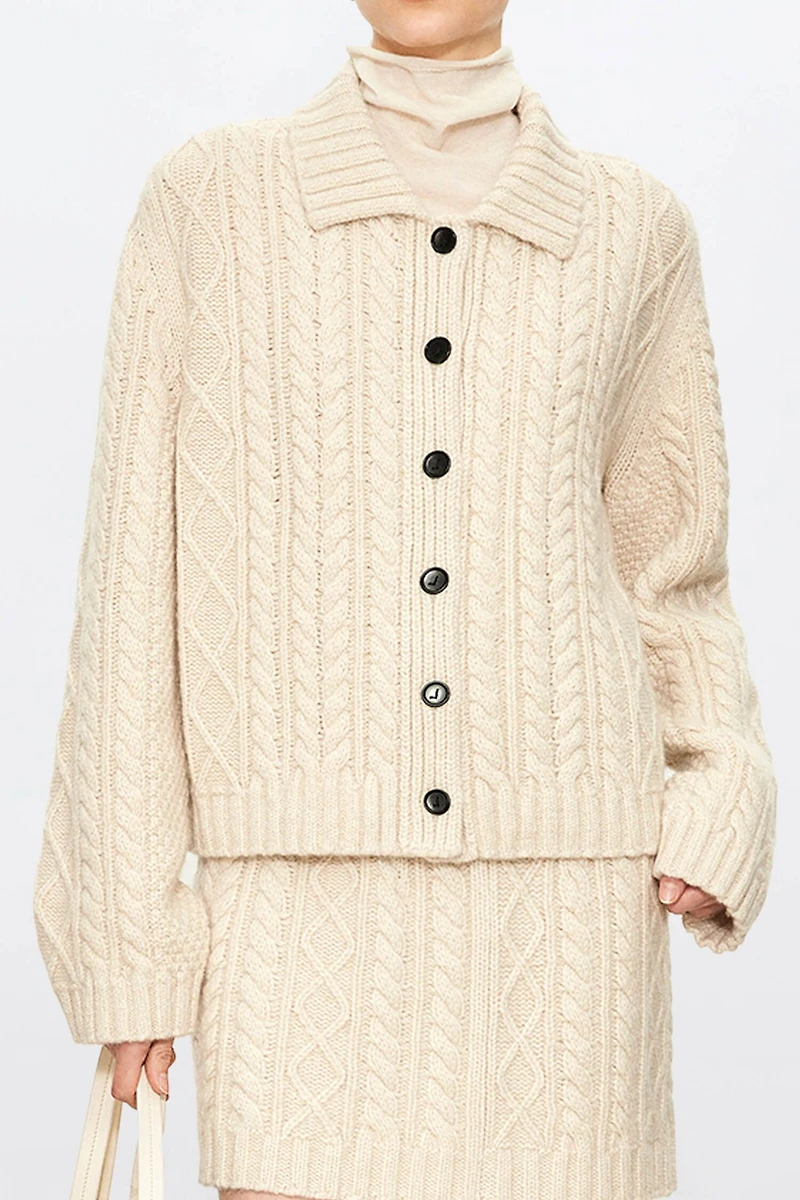 Pure Cashmere Cable Knit Cardigan