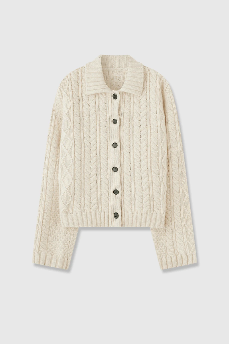 Pure Cashmere Cable Knit Cardigan
