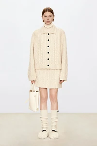 Pure Cashmere Cable Knit Mini Skirt