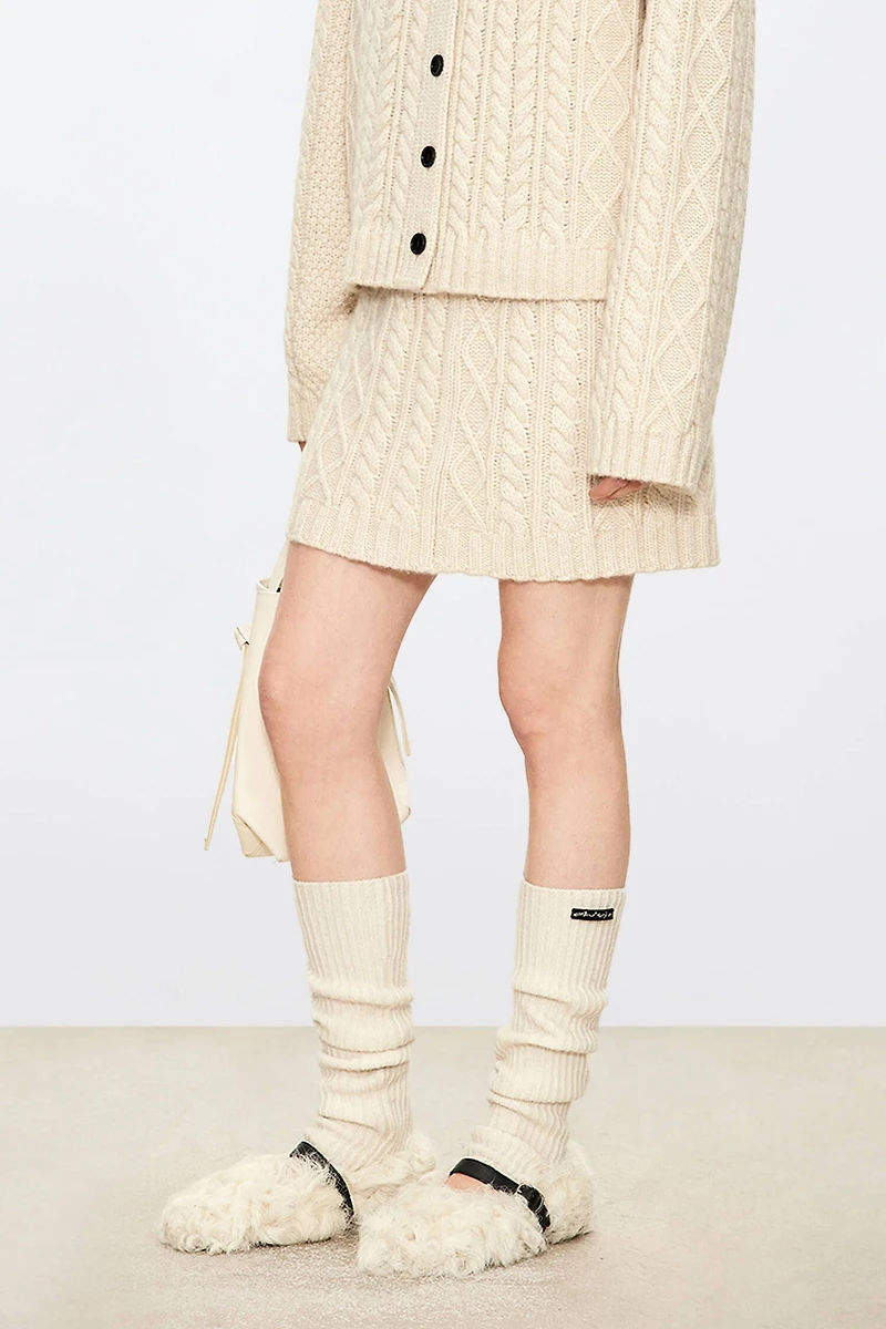 Pure Cashmere Cable Knit Mini Skirt