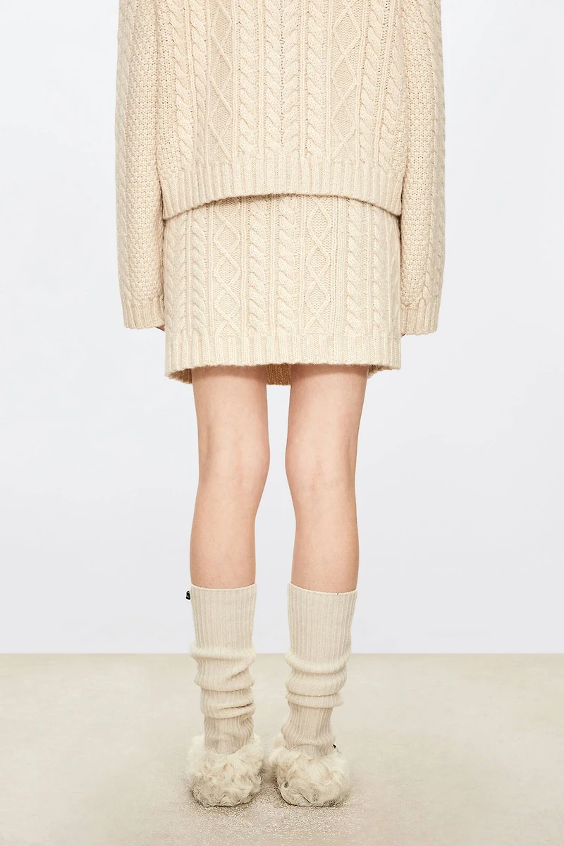 Pure Cashmere Cable Knit Mini Skirt