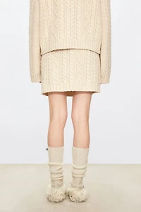 Pure Cashmere Cable Knit Mini Skirt