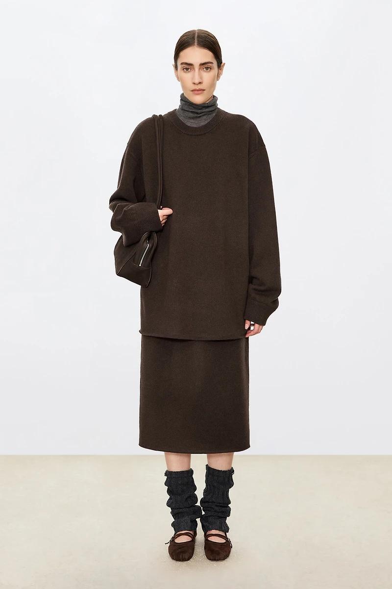 Pure Cashmere Looped Terry-Lined Relaxed Long Sweater