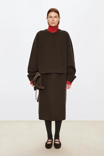 Pure Cashmere Looped Terry-Lined Relaxed Short Sweater