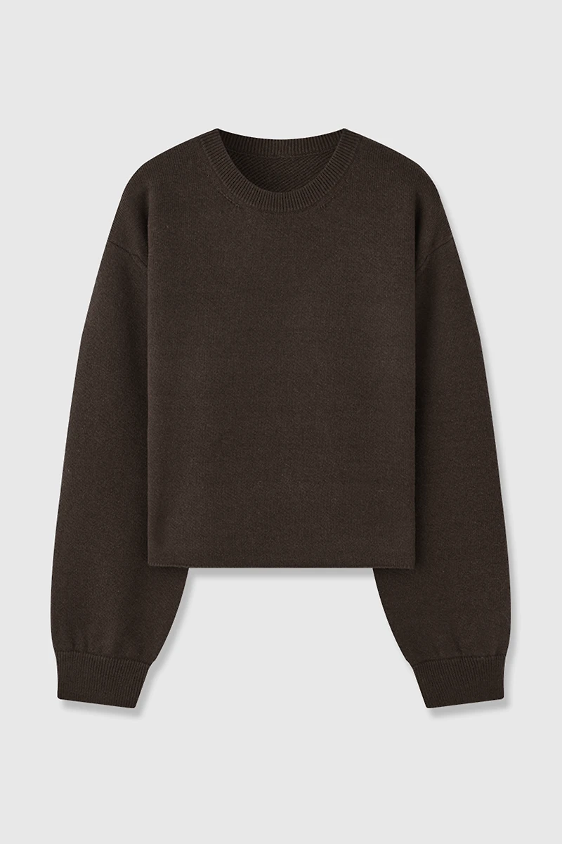 Pure Cashmere Looped Terry-Lined Relaxed Short Sweater