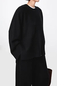 Pure Cashmere Loose Sleeves Round-Neck Sweater