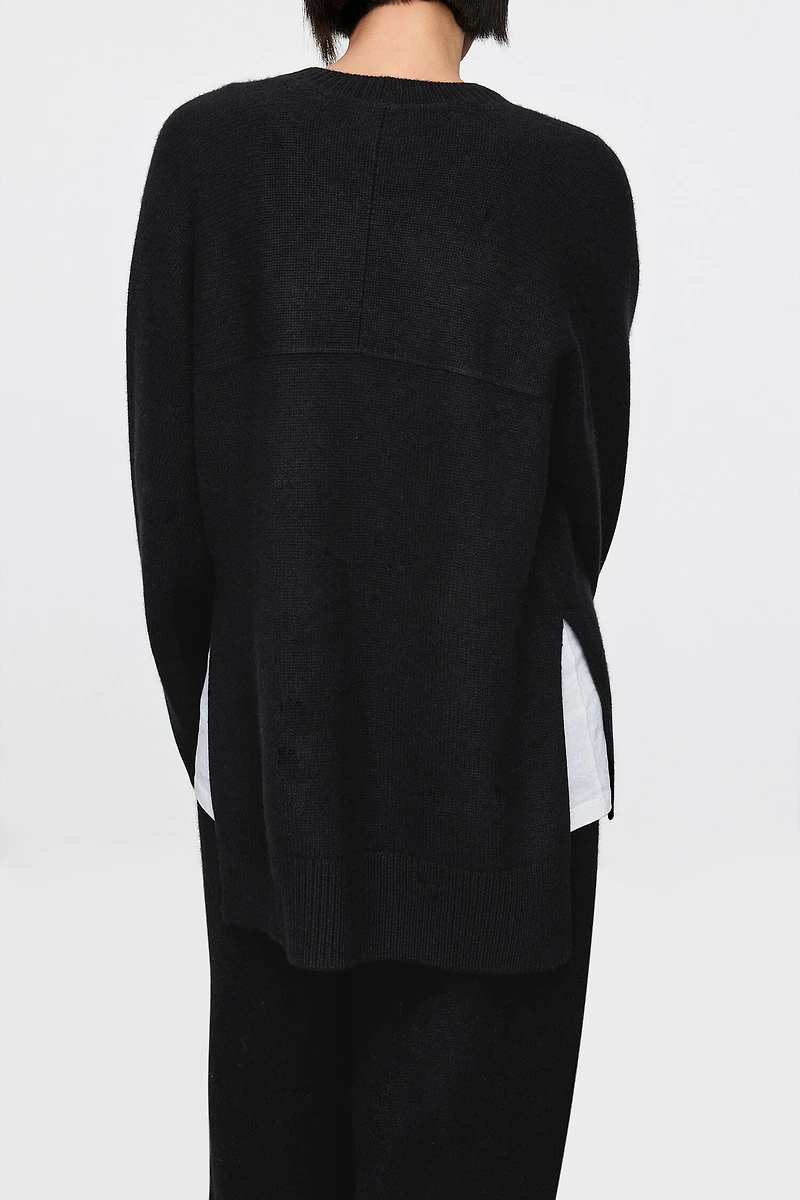 Pure Cashmere Loose Sleeves Round-Neck Sweater