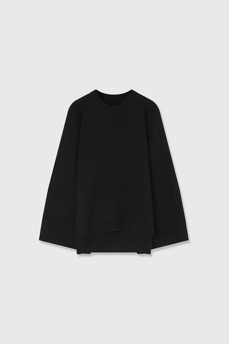 Pure Cashmere Loose Sleeves Round-Neck Sweater