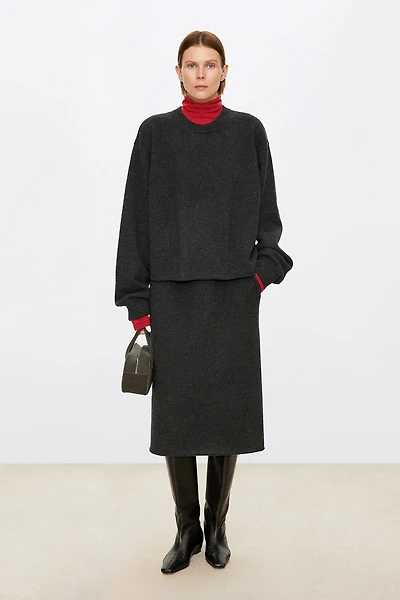 Pure Cashmere Relaxed Vintage Midi Skirt