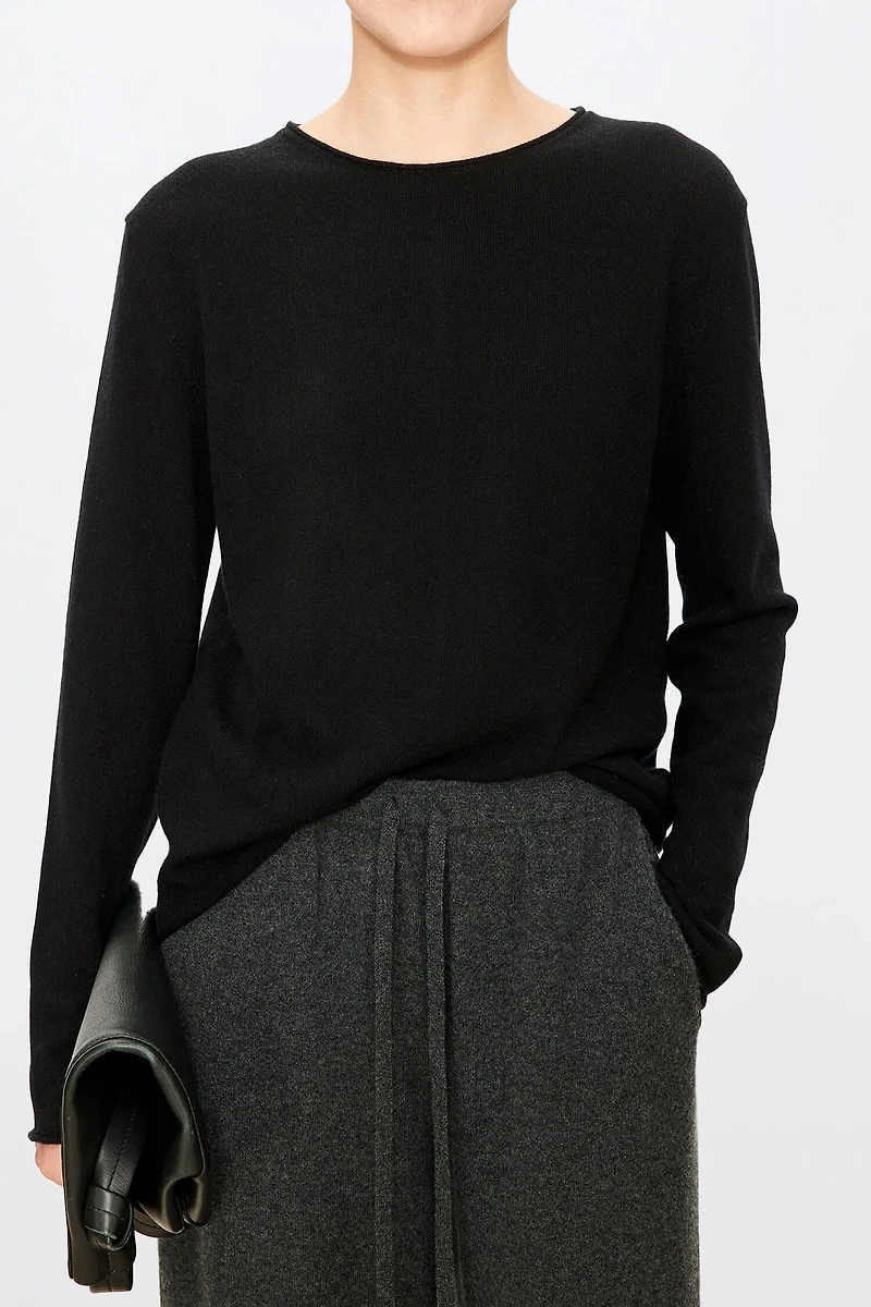 Pure Cashmere Roll-Trim Sweater