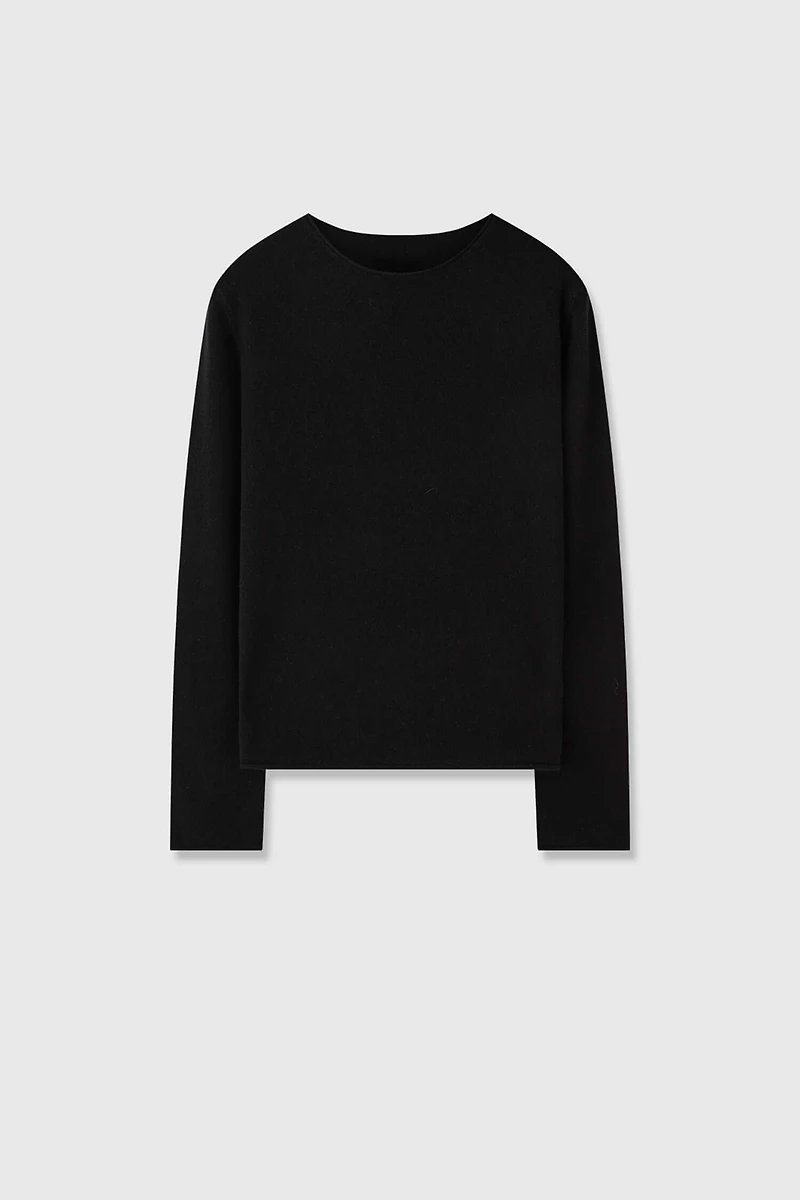 Pure Cashmere Roll-Trim Sweater