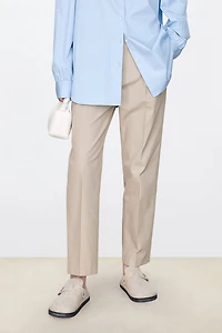 Pure Cotton Canvas Tapered Cropped Pants