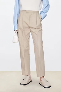 Pure Cotton Canvas Tapered Cropped Pants