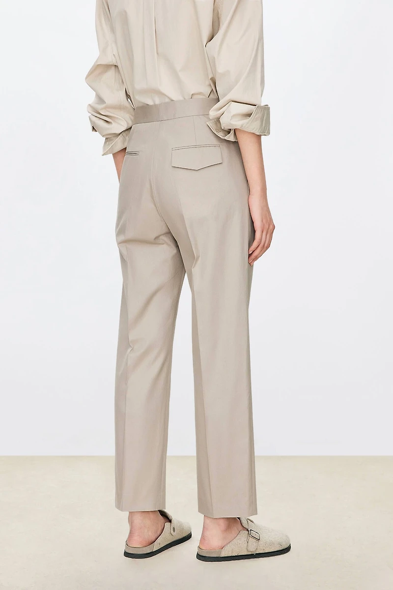 Pure Cotton Canvas Tapered Cropped Pants