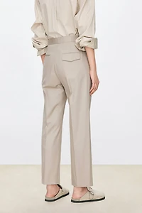 Pure Cotton Canvas Tapered Cropped Pants