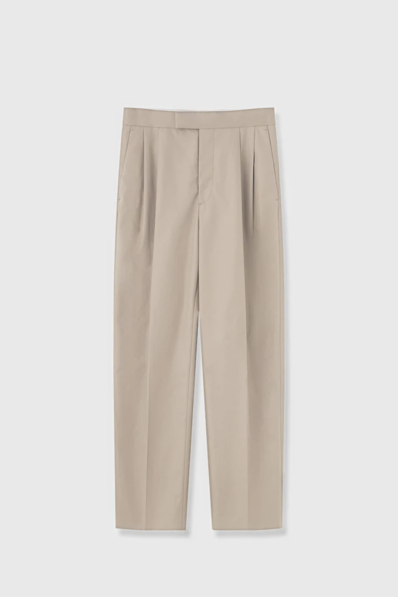 Pure Cotton Canvas Tapered Cropped Pants