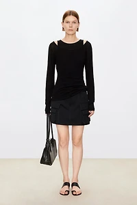 Pure Cotton Low-Waist Multi-Pocket Mini Skirt