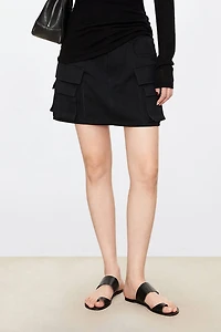 Pure Cotton Low-Waist Multi-Pocket Mini Skirt