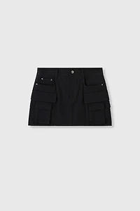 Pure Cotton Low-Waist Multi-Pocket Mini Skirt